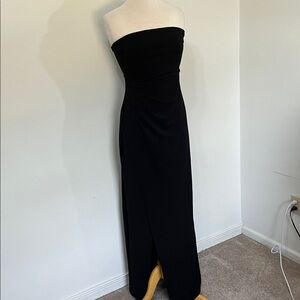 Lulus Black Ruched Strapless Maxi Cocktail Dress Prom Dinner Size Large Tulip